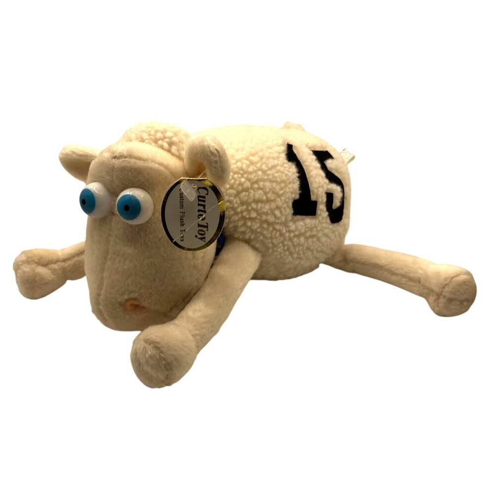 Serta Counting Sheep 15 Plush Toy Blue Collar Big Eyes Bean Bag Curto Toy